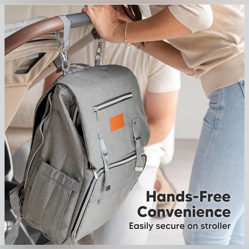 Large Travel/Explorer Oxford Gray Waterproof Insulated Backpack Diaper Bag for 2 - Picture 10 of 13